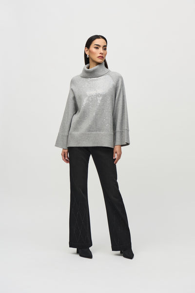 Joseph Ribkoff, 244935 Relaxed Fit Sequin Pullover, Grey