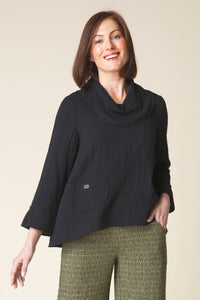 Habitat, 30622 Swing Cowl Neck Top, Black