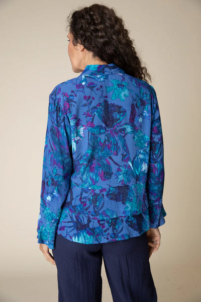 Habitat Fall/Winter Sale, 34220 Flounce Bracelet Sleeve Shirt, Cobalt 50% Off Regular Price