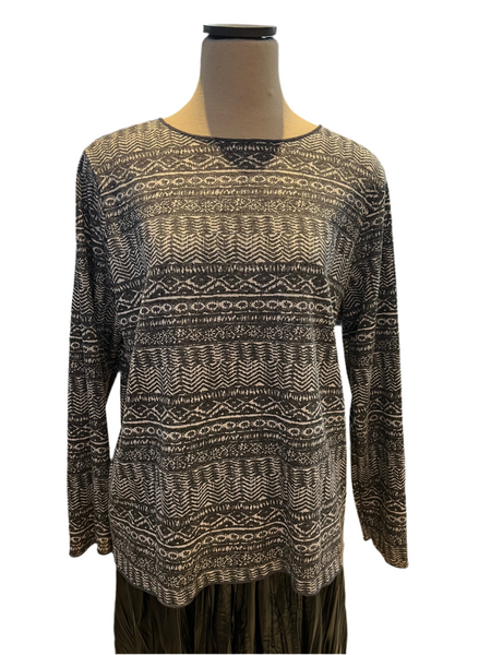 Trisha Tyler, 11560 Reversible Crew Neck Paisley, Charcoal