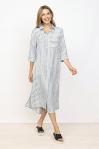 Habitat, 42589 Stripe Shirt Dress, Gull