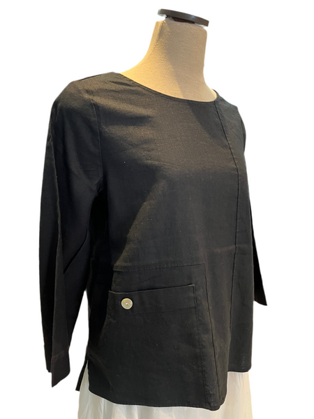 Habitat, 41520 Pocket Pullover Top, Black