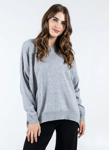 C'est Moi Sale, CESWT4305 Relaxed Light Weight Crew Neck Sweater, Heather Grey 50% Off Regular Price