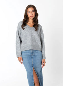 C'est Moi Sweaters, CESWT5103 Crop V Neck Sweater