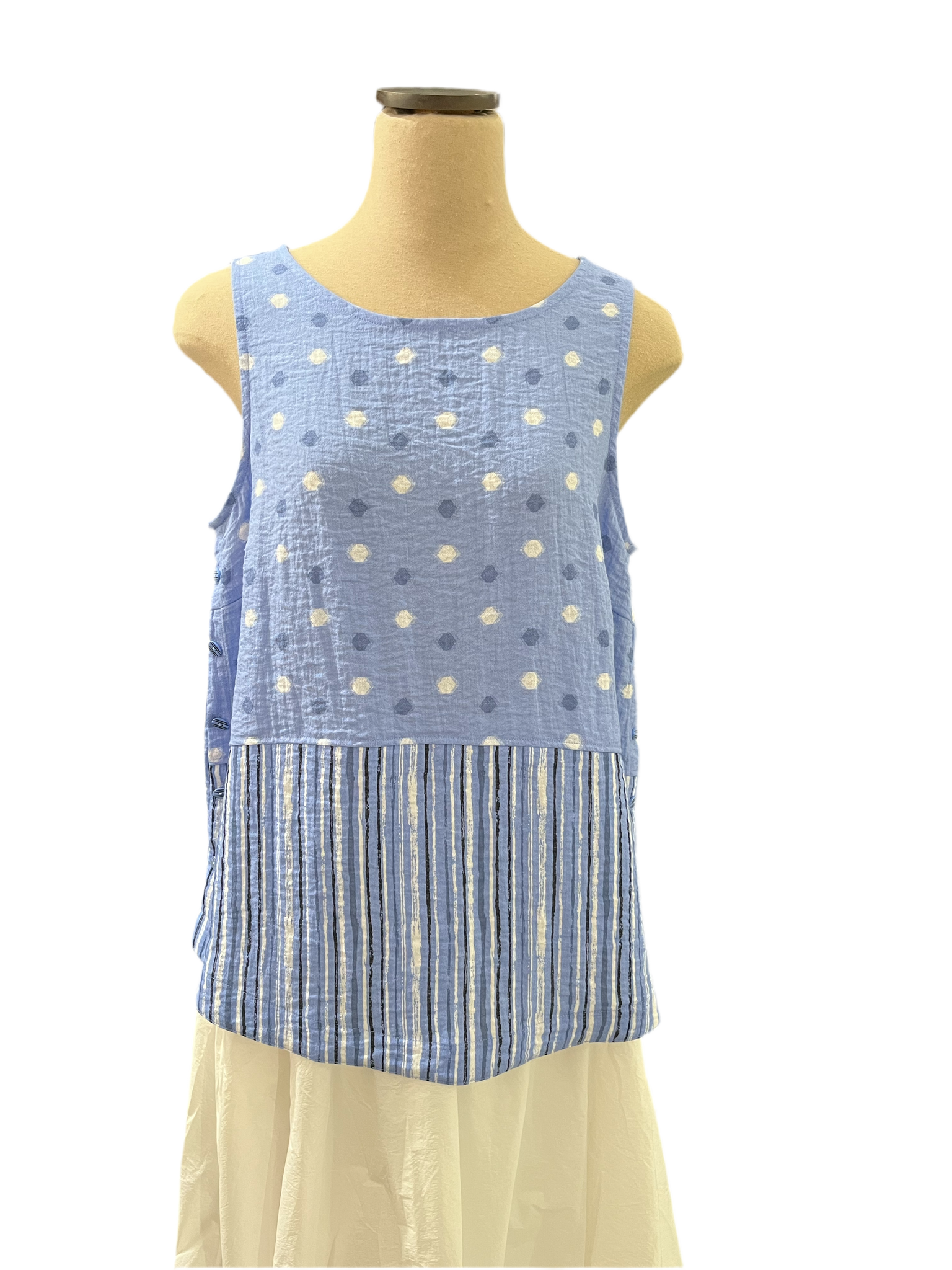 Habitat Sale, 33201 Mixed Side Button Tank, Cornflower 50% Off Regular Price