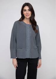 LIV Fall/Winter Sale, 370765 Rib-Roll Neck Swing Cardigan, Charcoal 50% Off Regular Price