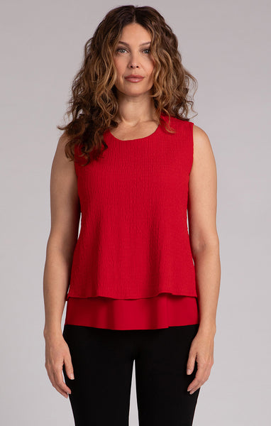 Sympli, PW21226 Sleeveless Double Layer Tank, Poppy