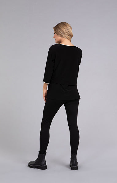 Sympli, 22265CB Tipped Go To Cropped T, Black