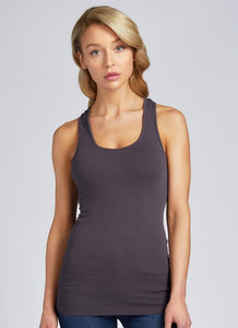 C'est Moi, CEBT-1108 Bamboo 1x1 Rib Racerback Top, Charcoal